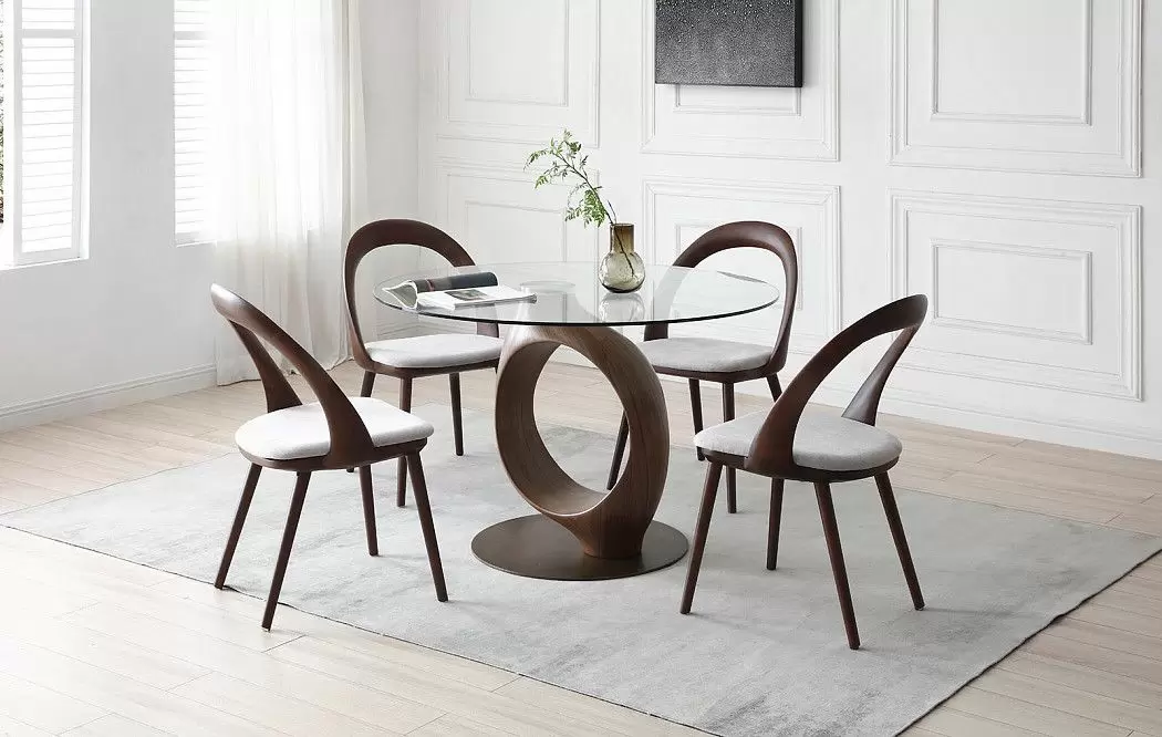 Стол Oasis 130, прозрачное стекло/орех/бронза - фото 2