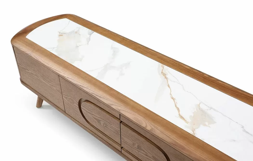 ТВ Тумба Carolina, белая керамика/орех - фото 4