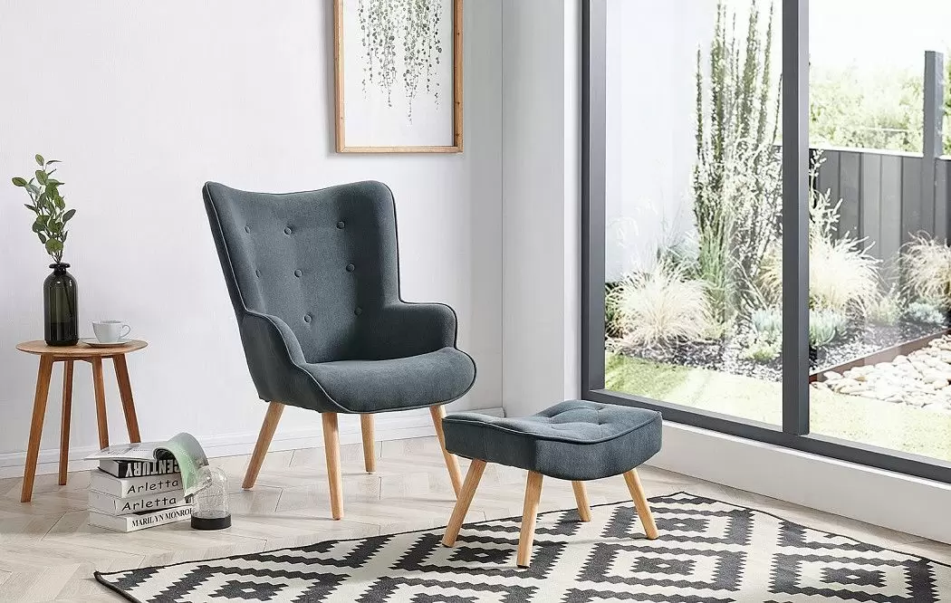 Кресло и оттоманка Hygge, графит/натуральный - фото 2