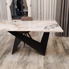 Стол раскладной Portofino Black 180-260, светлая керамика/черный
