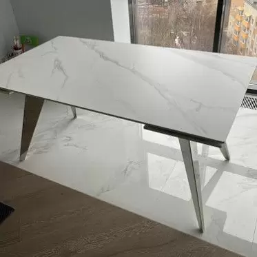 Стол раскладной Ramses 180-250, белый мрамор/хром
