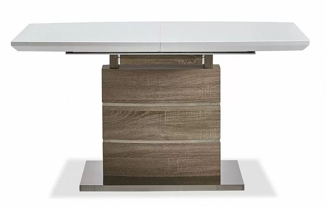 Стол раскладной Arioso Glass (140), белый/дуб - фото 9