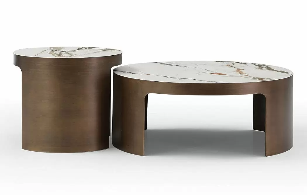 Стол журнальный Como (98), белая керамика/бронза - фото 10