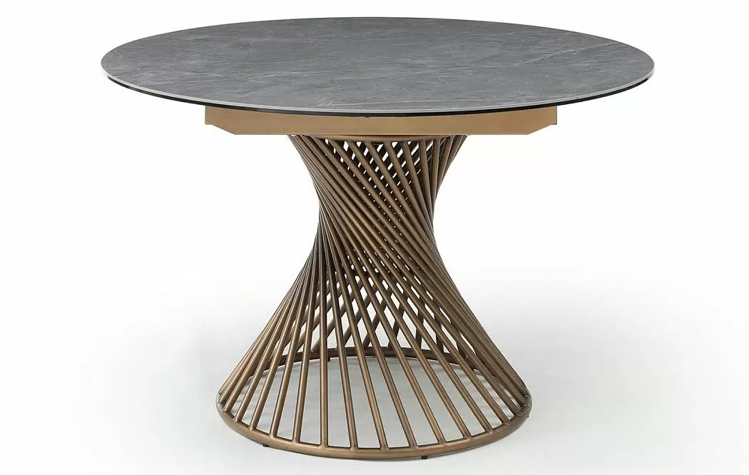 Стол раскладной Tornado Bronze 120-180, серая керамика/бронза - фото 8