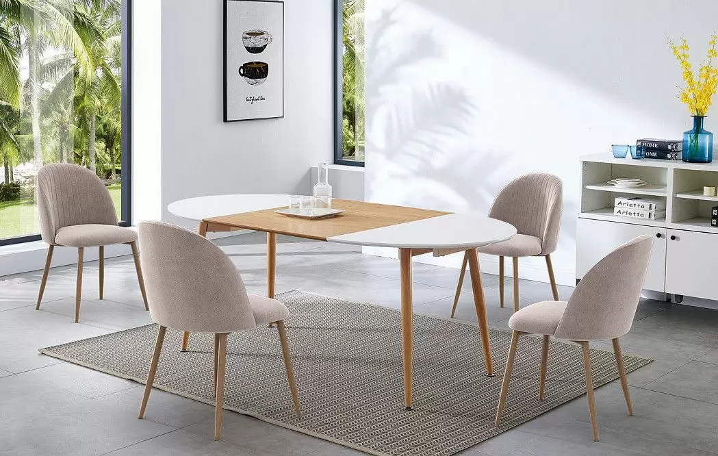 Стол раскладной Margaret 120-200, белый/светлое дерево - фото 13