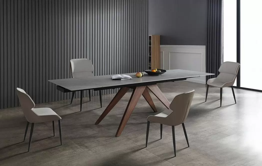 Стол раскладной Valencia 160-240, серая керамика/орех - фото 16