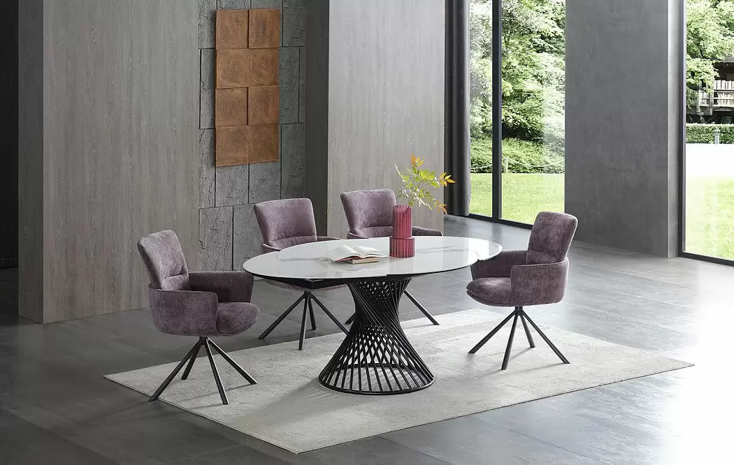 Стол раскладной Tornado 120-180, белая керамика/черный - фото 4