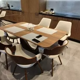 Стол Rimini Ceramic + 4 кремовых стула Simona