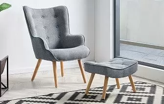 Кресло и оттоманка Hygge, серый/натуральный