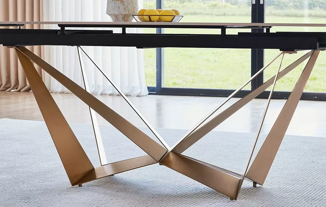 Стол раскладной Magdalena 200-280, белый камень/золото - фото 5