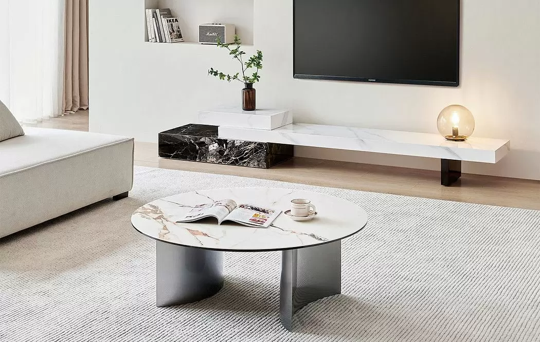 ТВ Тумба Gabrielle (Композиция №3), белый камень/черный камень - фото 2